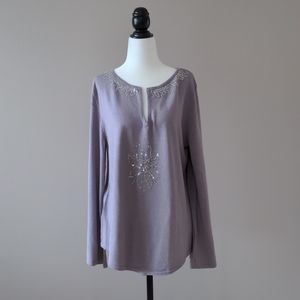 Sequin Detail Long Sleeve Top